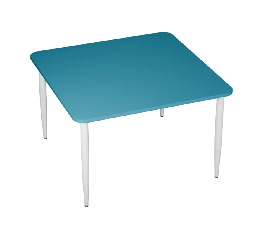 PLAYFORM 226 modulární hravé stoly, výška 750 mm, kovová podnož bílá, deska 25 mm, skandinávská modr
